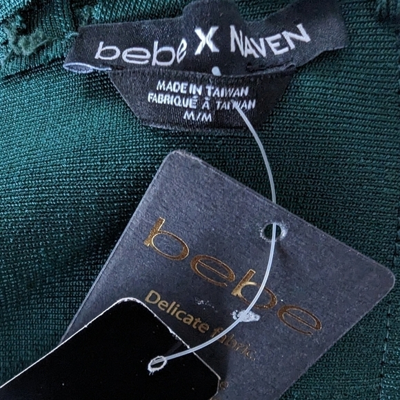 NWT Bebe x Naven Green Strappy Bodycon Mini Dress Size Medium - Picture 5 of 5